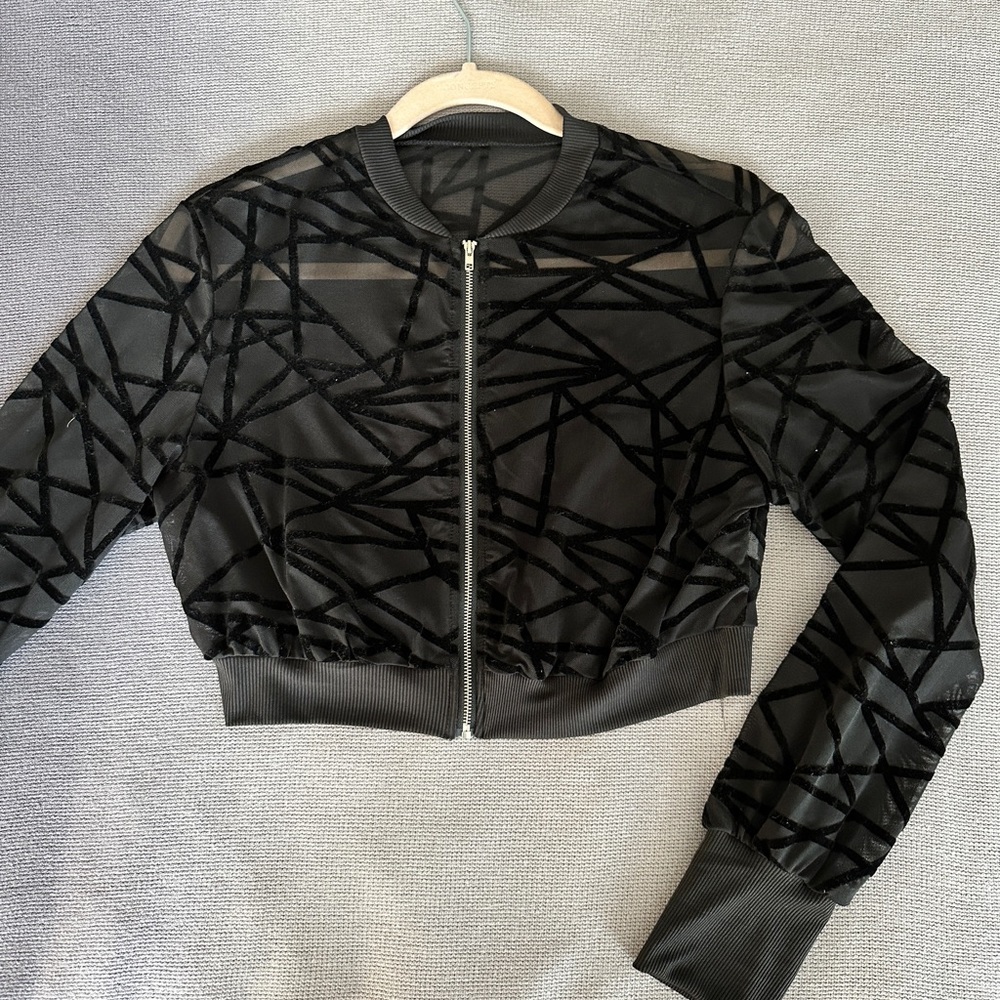 Sheer Geometric Cropped Jacket